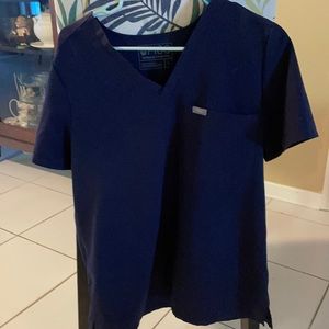 FIGS navy blue single pocket scrub top